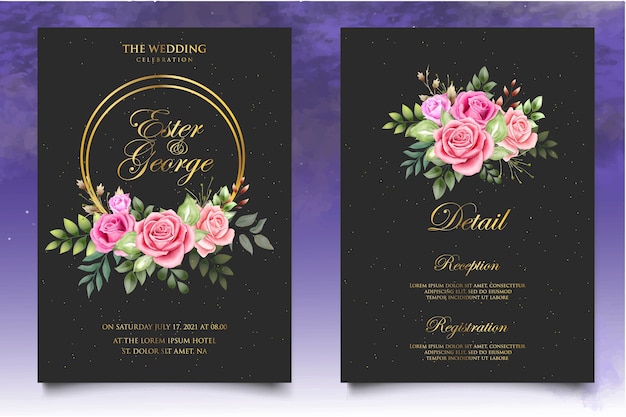 Premium Vector | Beautiful splash and floral watercolor wedding card ...