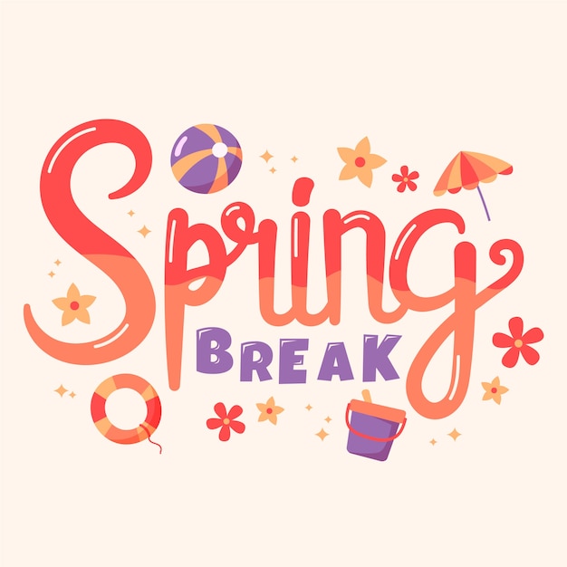 Free Vector | Beautiful spring break lettering