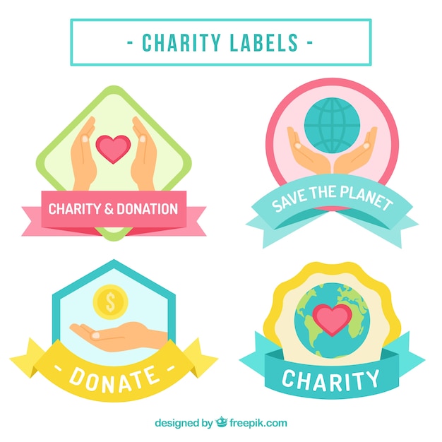 Free Vector | Beautiful stickers of charity