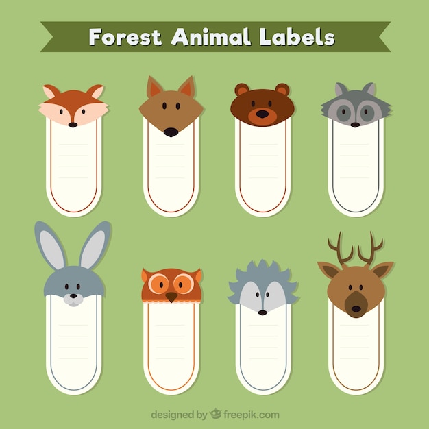Beautiful stickers with forest animals