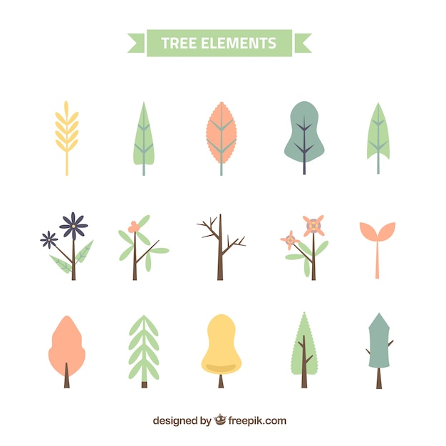 Free Vector | Beautiful trees set in vintage style