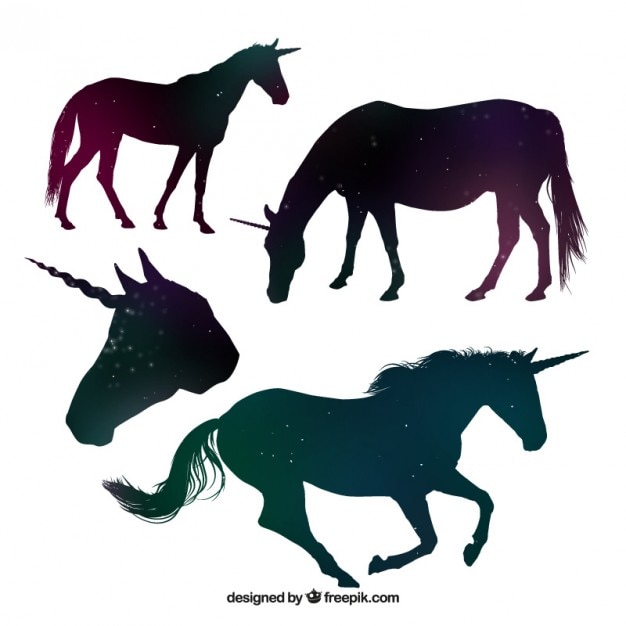 Download Beautiful unicorn silhouettes made up of stars Vector ...