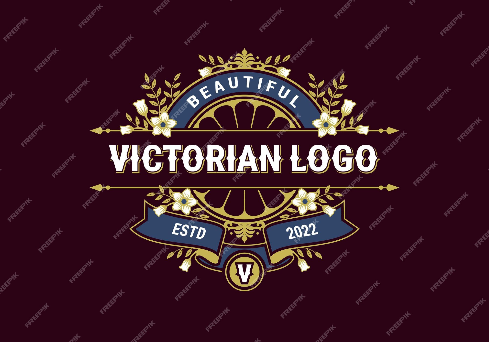 Premium Vector | Beautiful victorian logo template with flowers and ...