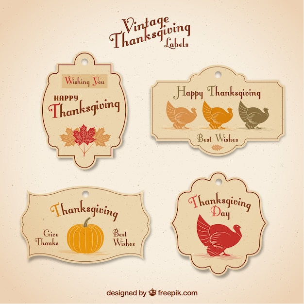 Free Vector Beautiful Vintage Thanksgiving Stickers