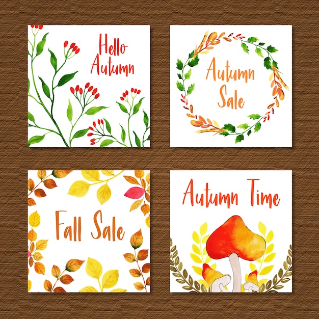 Beautiful Watercolor Autumn Cards\
Collection