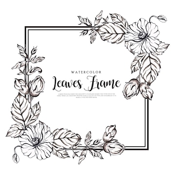 Premium Vector | Beautiful watercolor black and white floral frame