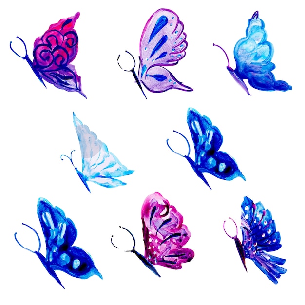 Download Beautiful watercolor butterflies collection | Premium Vector