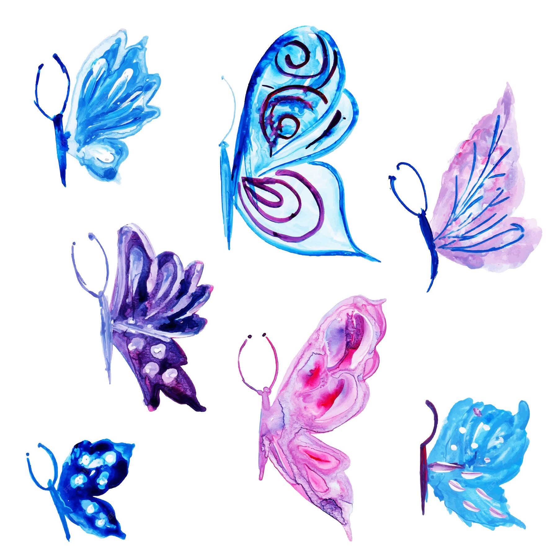 Premium Vector Beautiful Watercolor Butterflies Collection 