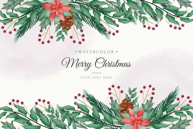 Vector | Beautiful watercolor christmas background winter nature