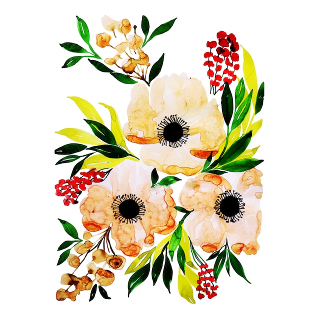Beautiful watercolor floral bouquet | Premium Vector