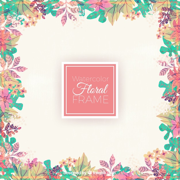 Download Beautiful watercolor floral frame | Free Vector