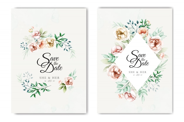 Premium Vector Beautiful Watercolor Floral Wedding Card Template