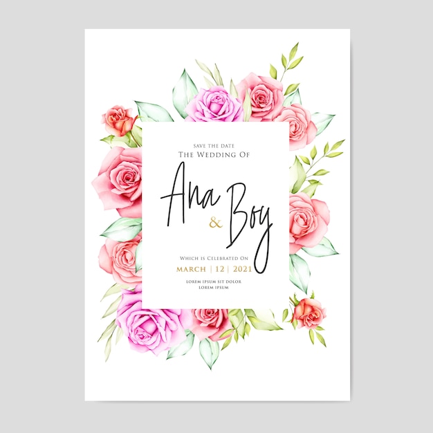 Premium Vector Beautiful Watercolor Floral Wedding Card