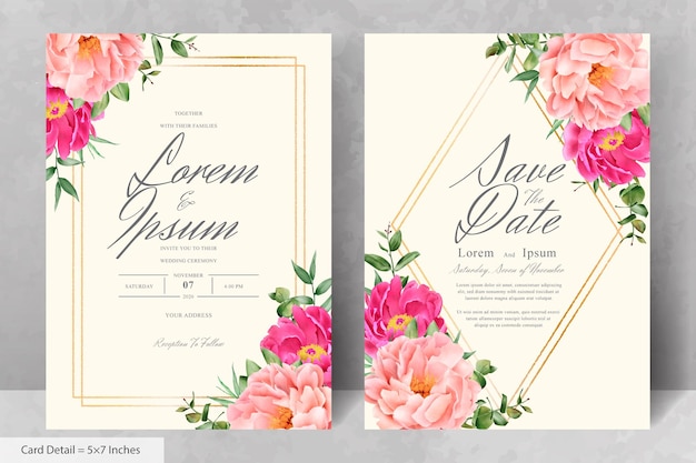 Premium Vector Beautiful Watercolor Floral Wedding Invitation Set