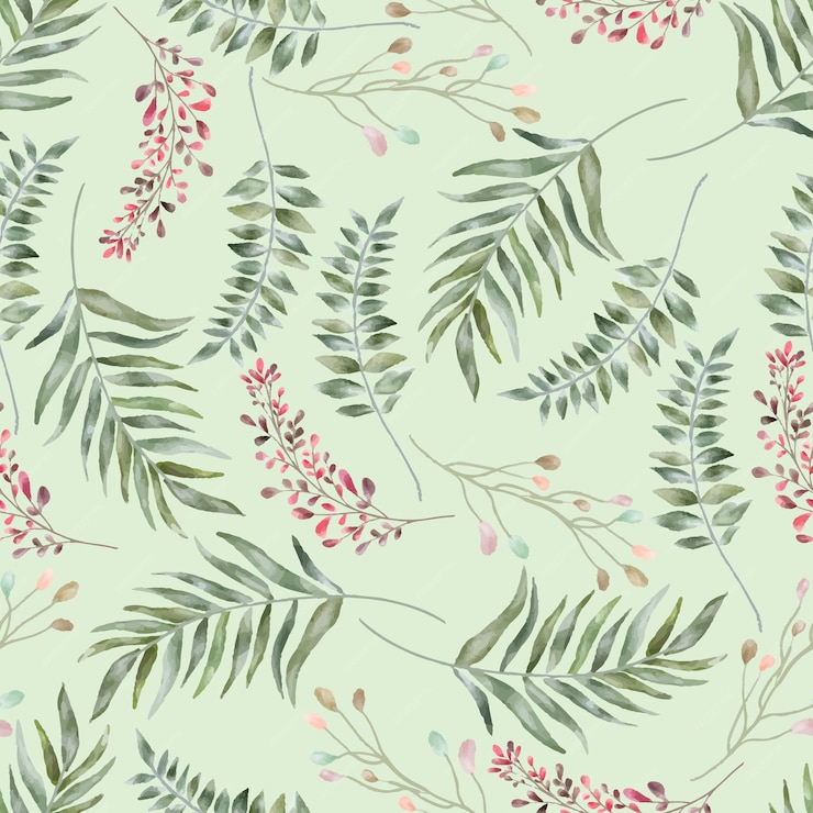 Premium Vector | Beautiful watercolor leaf seamless pattern