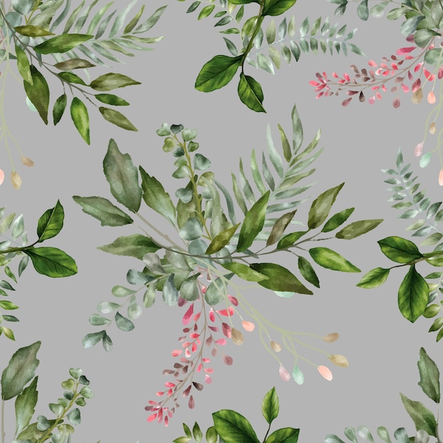 Premium Vector | Beautiful watercolor leaf seamless pattern