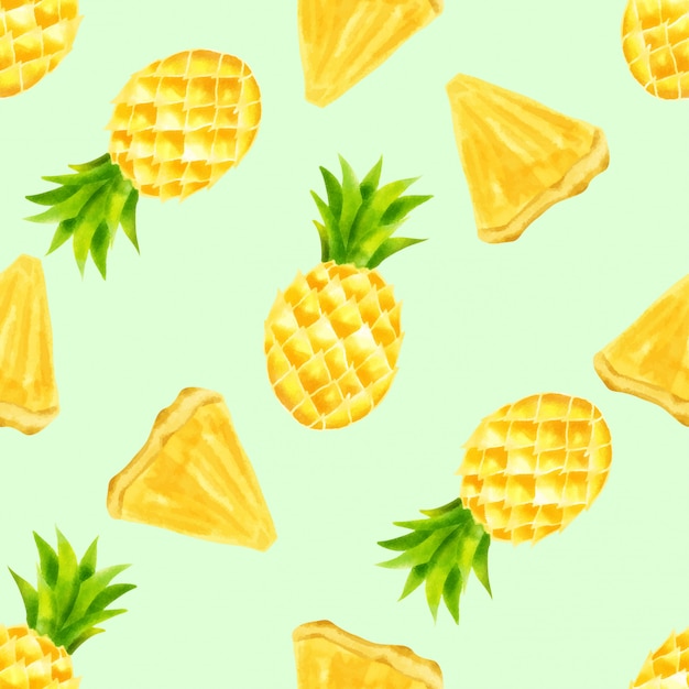 Download Beautiful watercolor pineapple summer seamless pattern ...