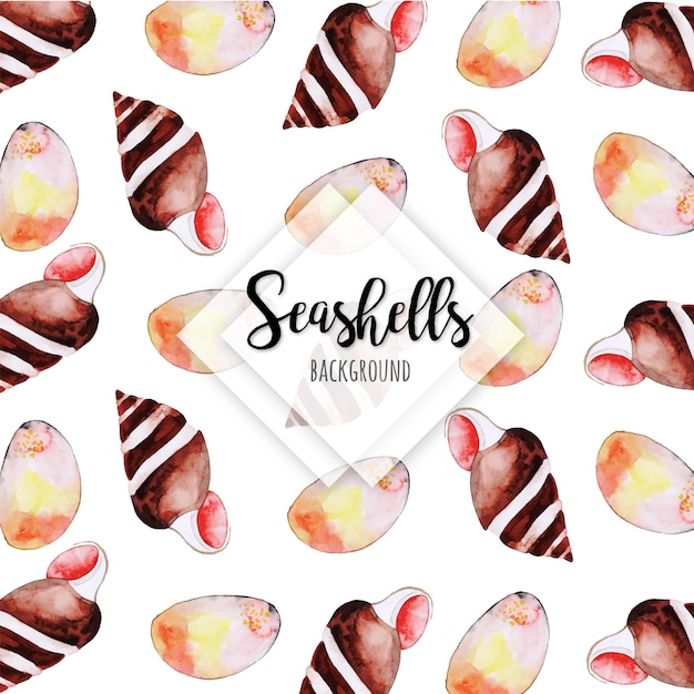 Premium Vector | Beautiful watercolor seashells background