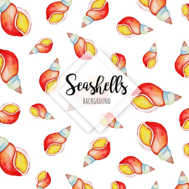 Premium Vector | Beautiful watercolor seashells background