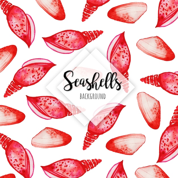 Premium Vector | Beautiful watercolor seashells background