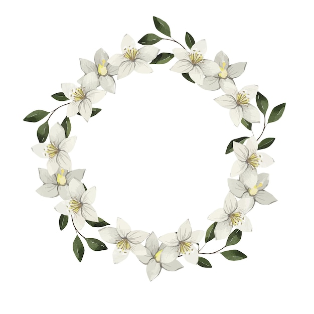 Premium Vector | Beautiful watercolor wreath of delicate white flowers ...