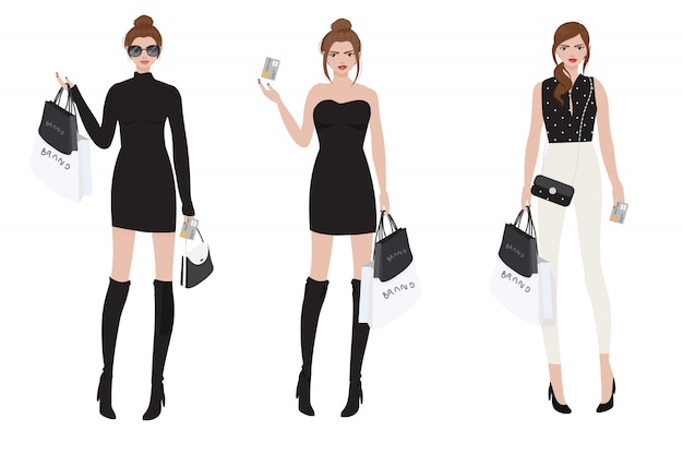 premium-vector-beautiful-wealthy-girl-shopping-brand-name-using