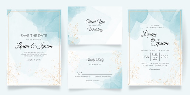 Premium Vector | Beautiful wedding card invitation template set with ...