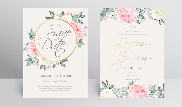 Premium Vector | Beautiful wedding invitation card template set