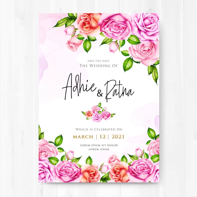 Premium Vector | Beautiful wedding invitation card