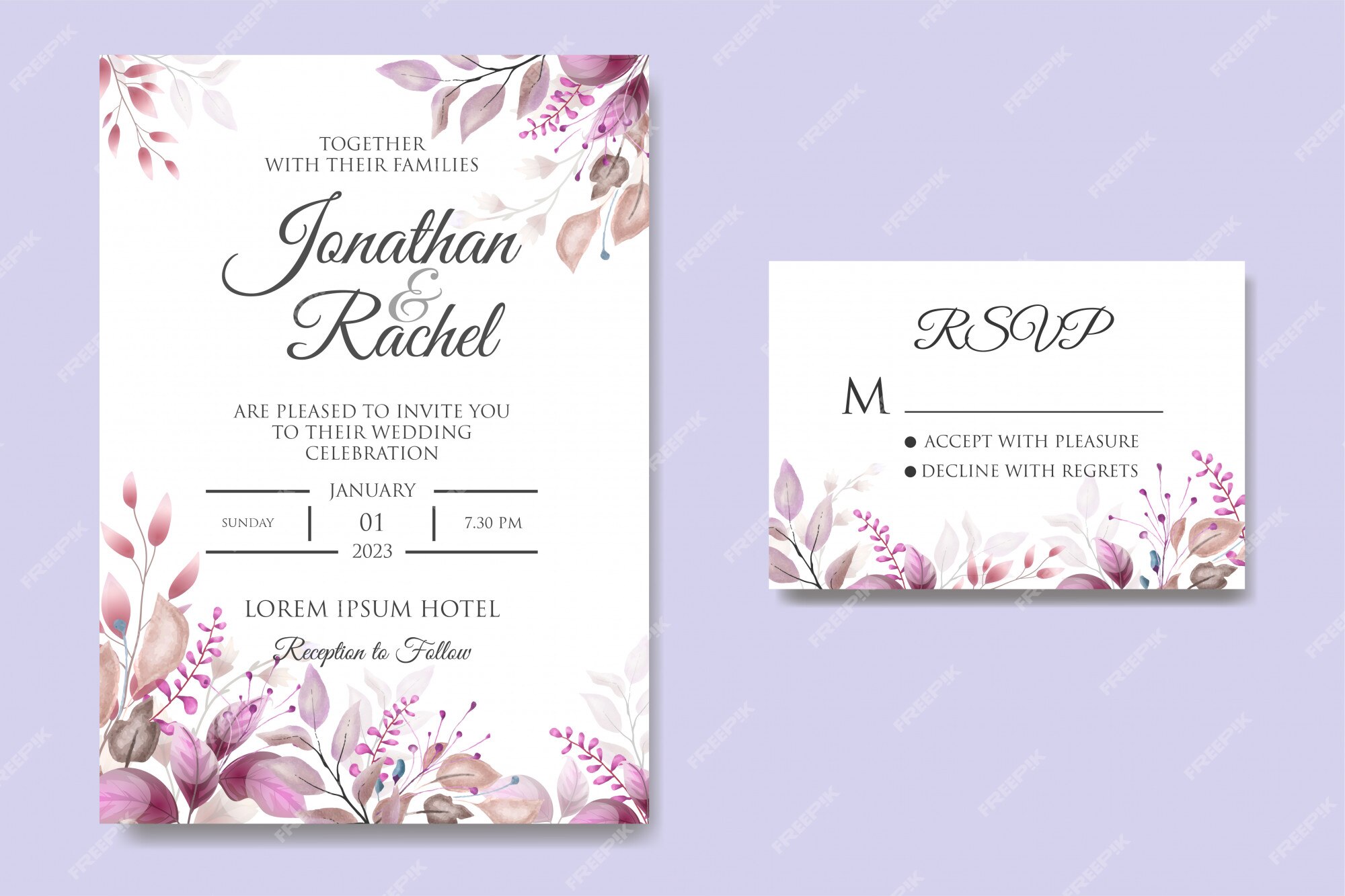 Premium Vector | Beautiful wedding invitation card