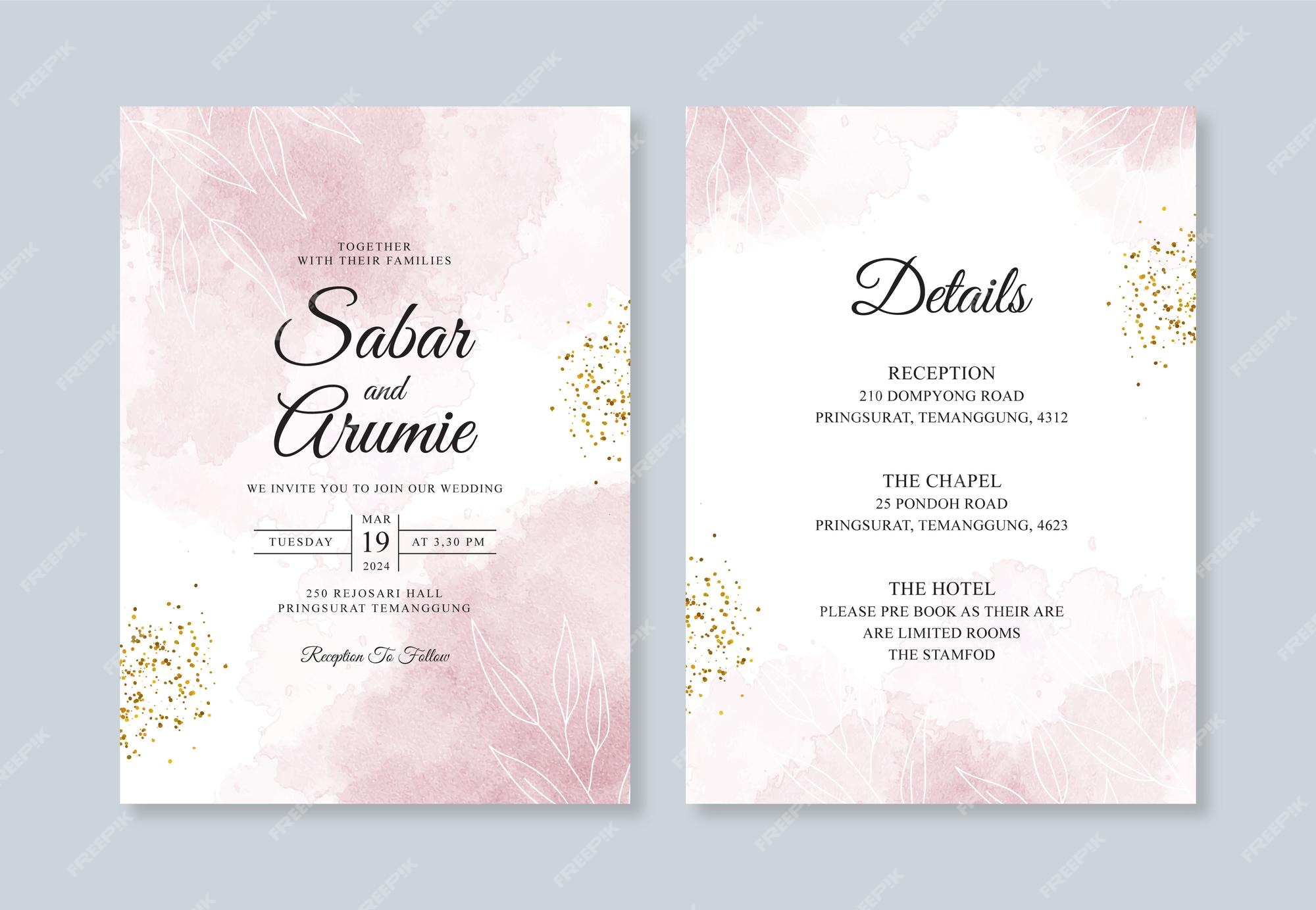 Premium Vector | Beautiful wedding invitation template