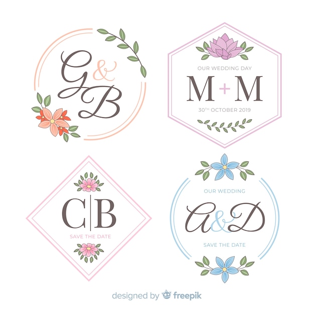 Download Free Download This Free Vector Beautiful Wedding Monogram Logos Use our free logo maker to create a logo and build your brand. Put your logo on business cards, promotional products, or your website for brand visibility.