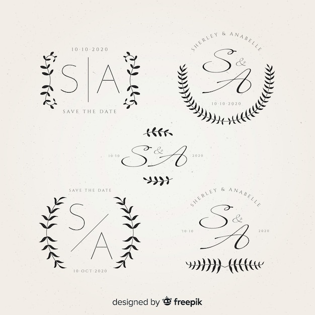 Download Beautiful wedding monogram logos Vector | Free Download