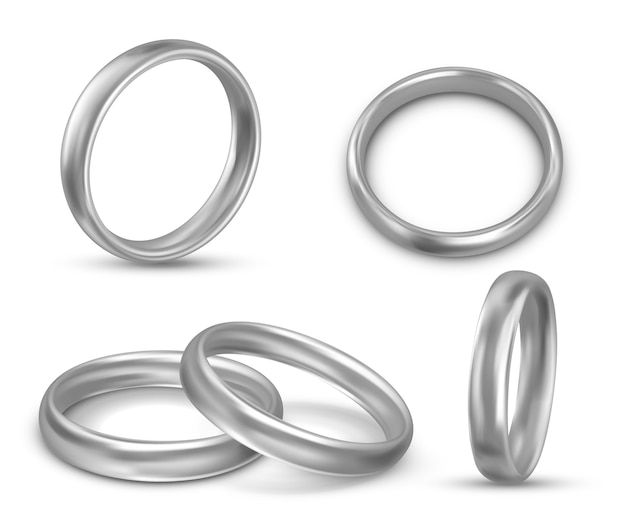 美しい結婚指輪のリアルなイラストセットセット 無料のベクター