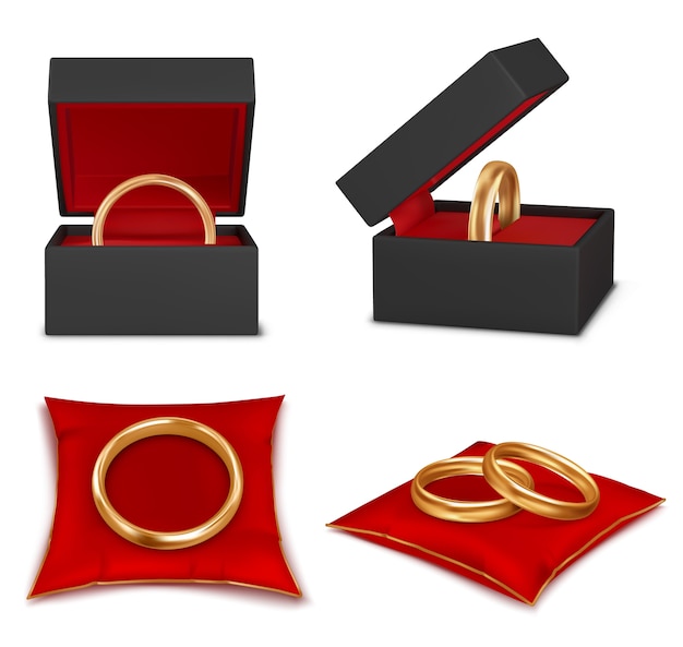 Free Vector | Beautiful wedding rings realistic illustration setset