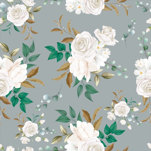 Premium Vector | Beautiful white flower seamless pattern