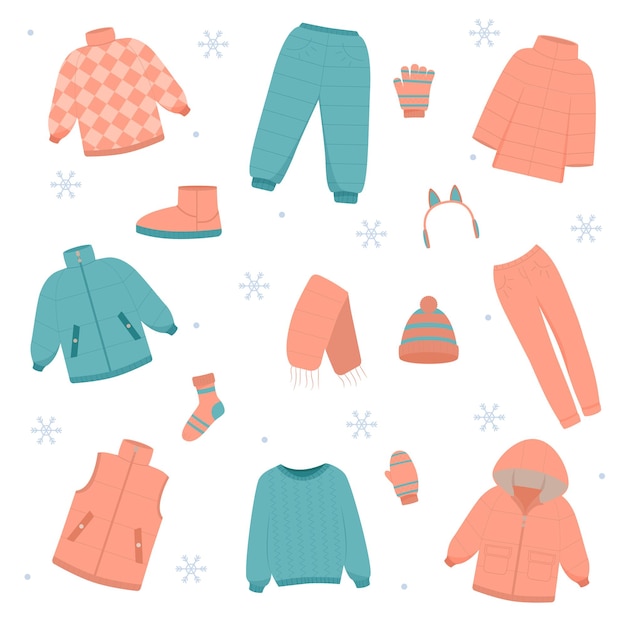 Premium Vector | Beautiful winter clothing set, great design for any ...