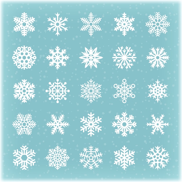 クリスマスカードと背景の美しい冬ベクトル雪 スノーフレーククリスタル 冷凍スター冬雪コレクションイラスト プレミアムベクター