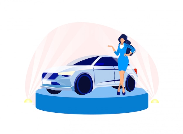 Beautiful woman presenters model of motor show Premium Vector