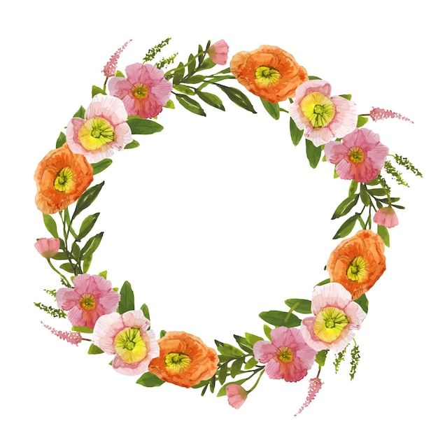 Premium Vector | Beautiful wreath of wildflowers