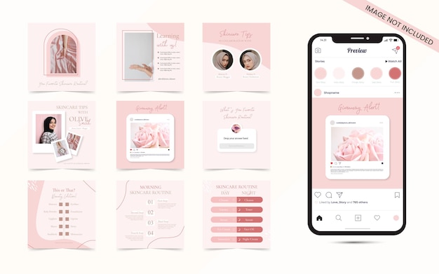 Beauty blogger and cosmetics care concept for social media post stories banner template Premium Vect