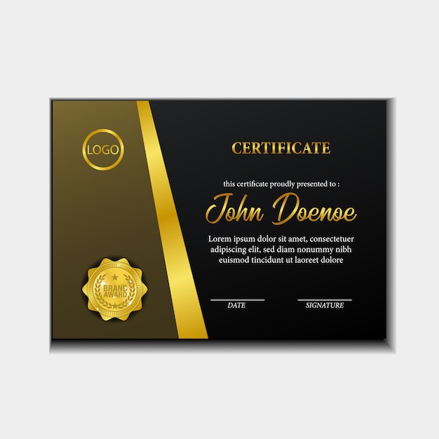 Premium Vector | Beauty certificate with golden brand award medal ...