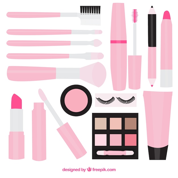 Beauty cosmetics in pink color