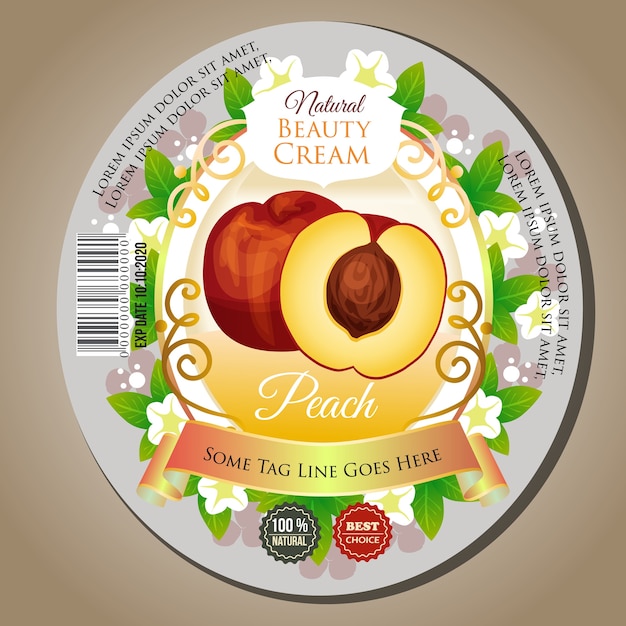 Premium Vector Beauty Cream Peach Label Sticker