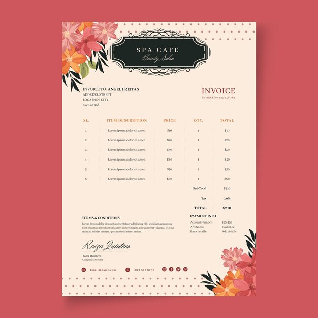 Free Vector Beauty fashion salon invoice template