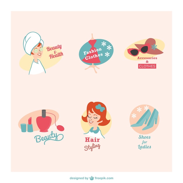 Beauty and health retro emblems Vector | Free Download
