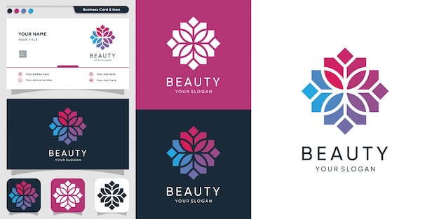 Download Free Beauty Logo With Mozaic Concept And Business Card Design Spa Beauty Health Woman Icon Premium Vector Use our free logo maker to create a logo and build your brand. Put your logo on business cards, promotional products, or your website for brand visibility.