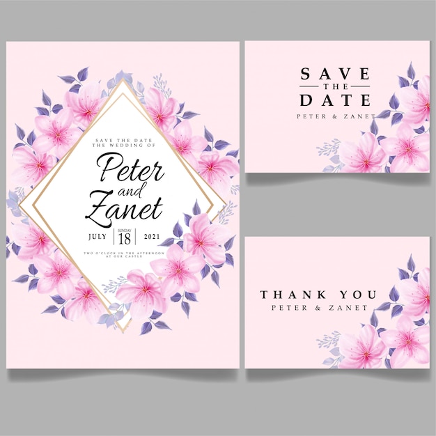 Download Beauty pink watercolor wedding event invitation card ...