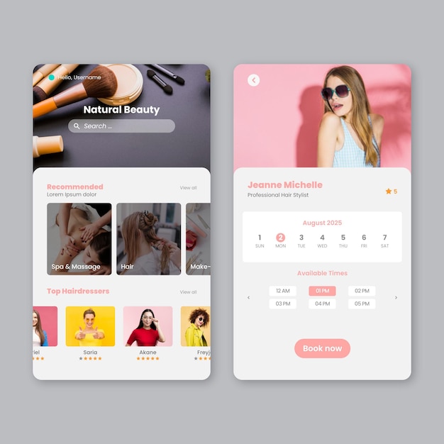 Free Vector | Beauty salon booking app with photo