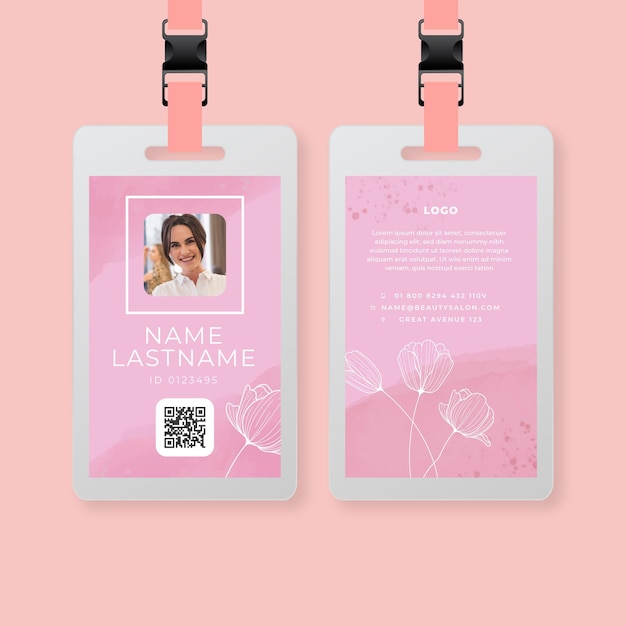 Free Vector | Beauty salon id card template